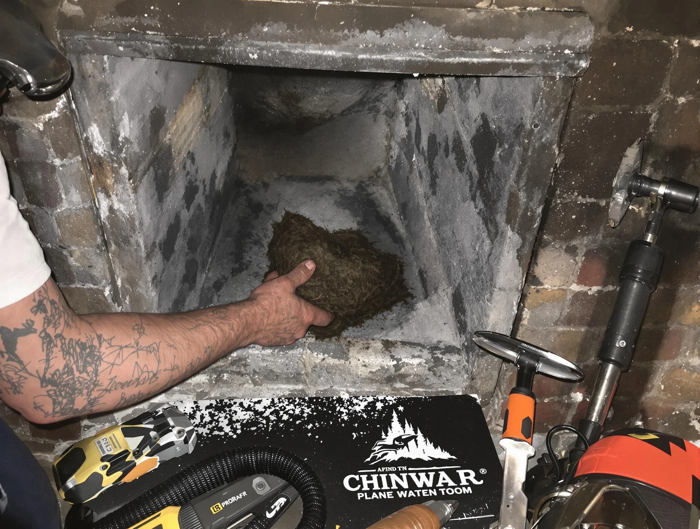 West View Chimney Sweep safely removing debris and screening chimney in West View, PA