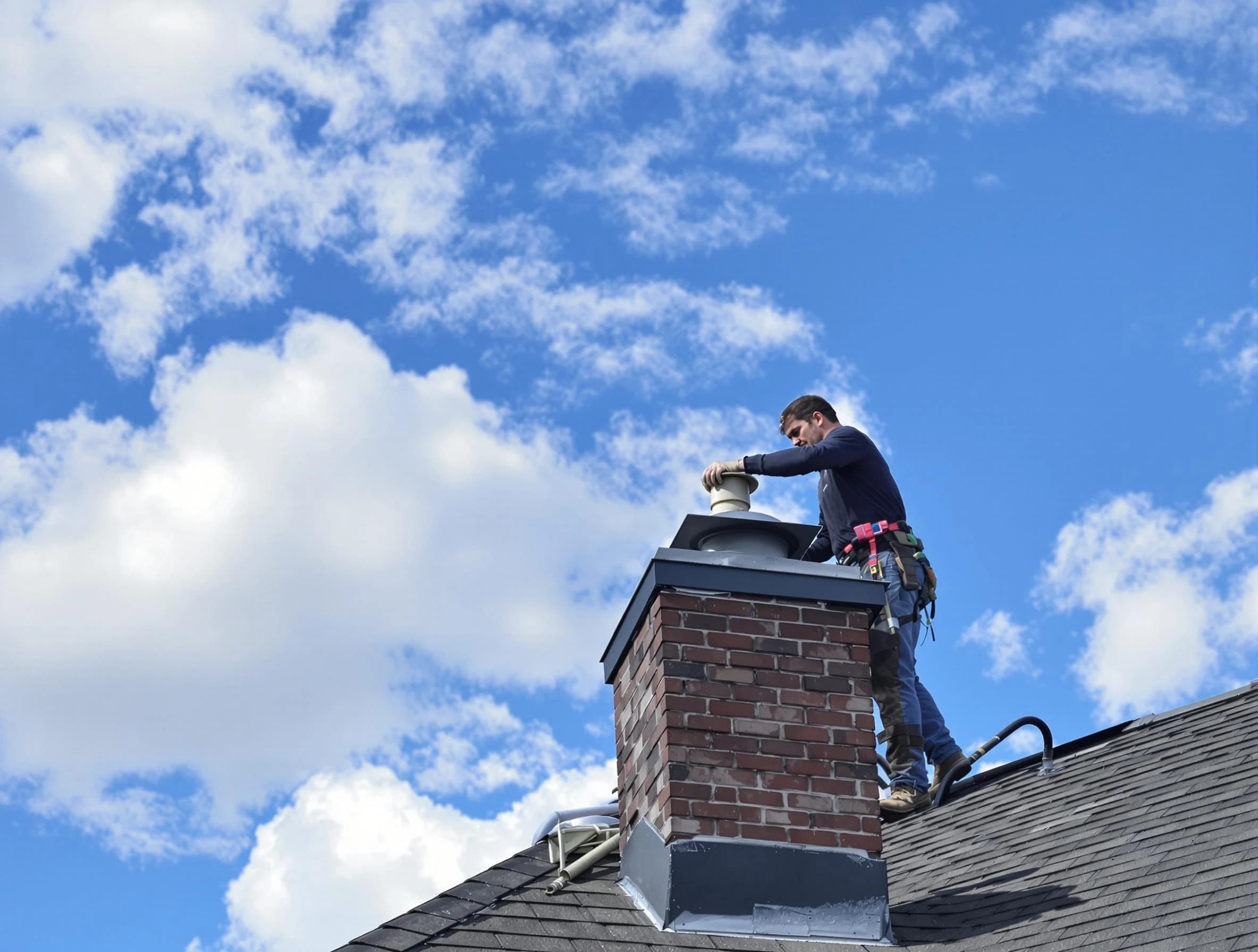 West View Chimney Sweep installing a sturdy chimney cap in West View, PA