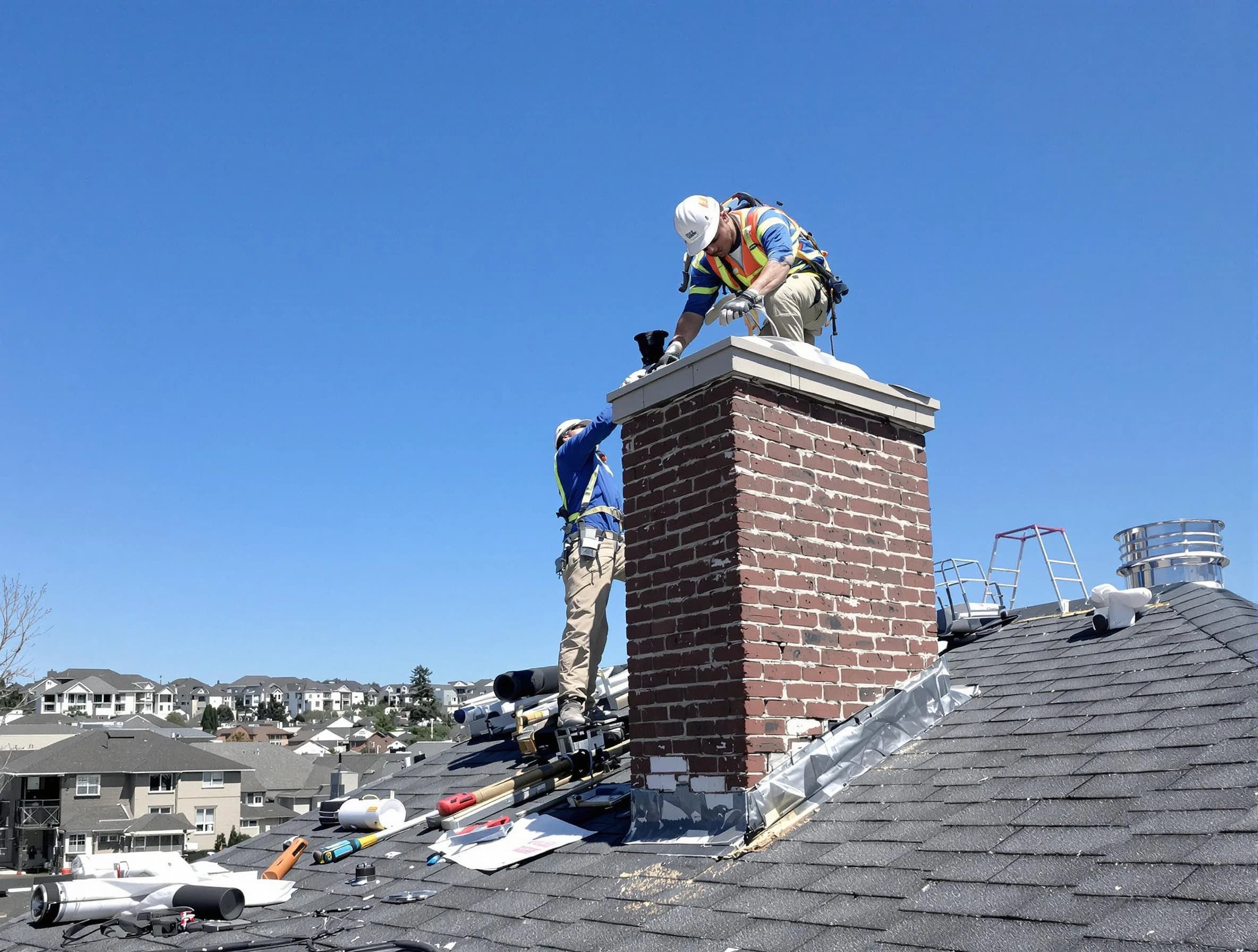 West View Chimney Sweep repairing a chimney crown in West View, PA