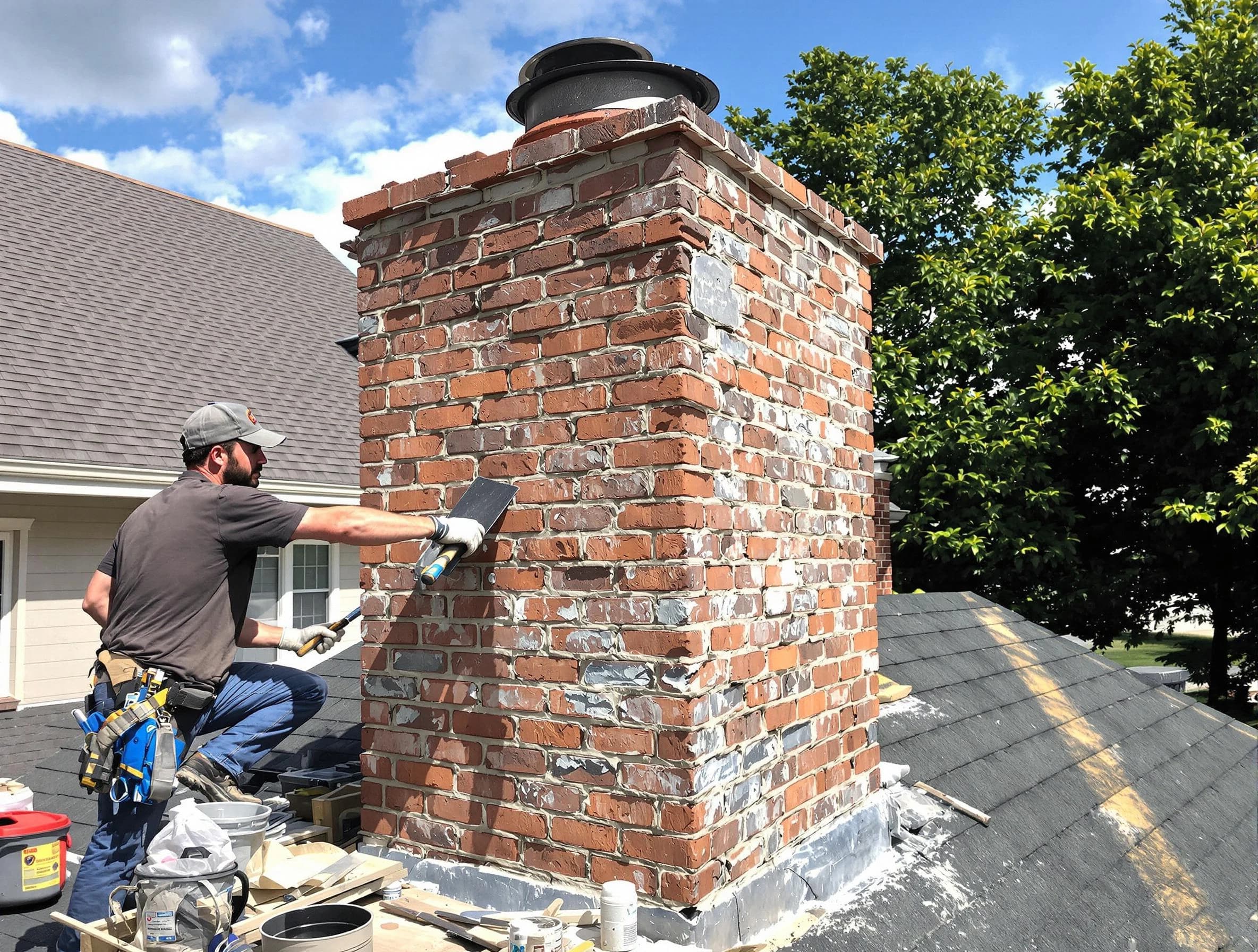 Completed chimney rebuild by West View Chimney Sweep in West View, PA