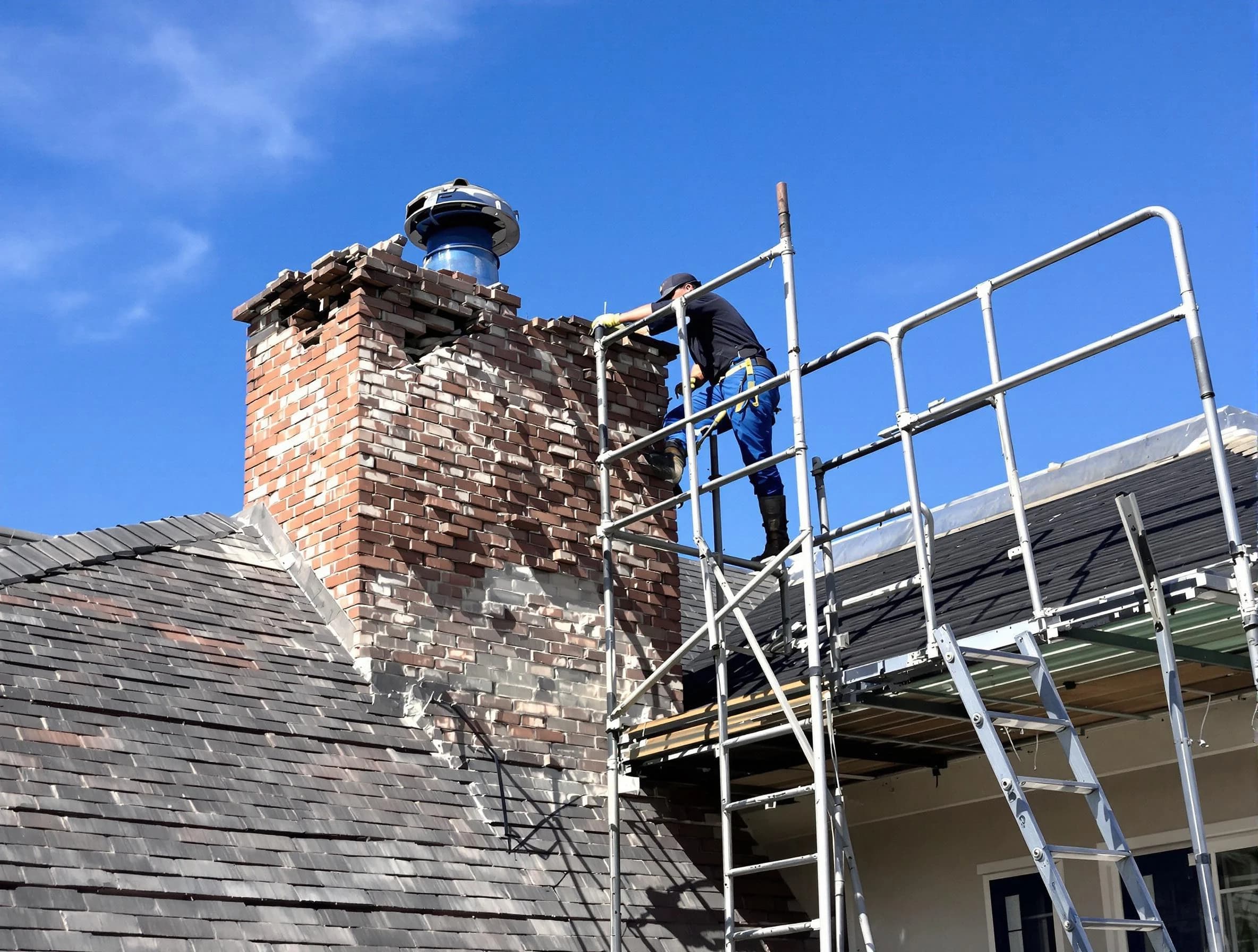 Rebuilding a chimney structure by West View Chimney Sweep in West View, PA