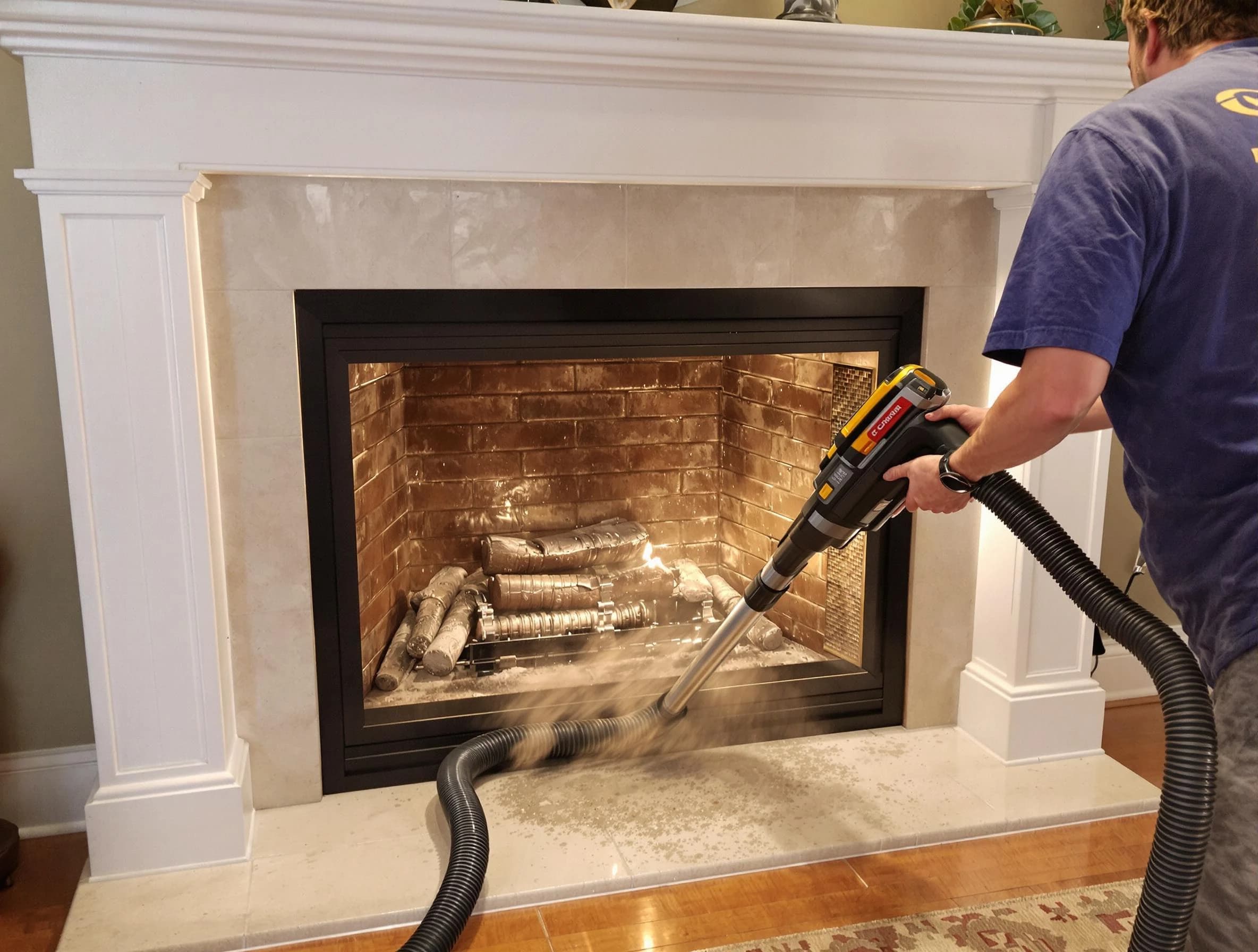 Fireplace cleaning performed by West View Chimney Sweep in West View, PA