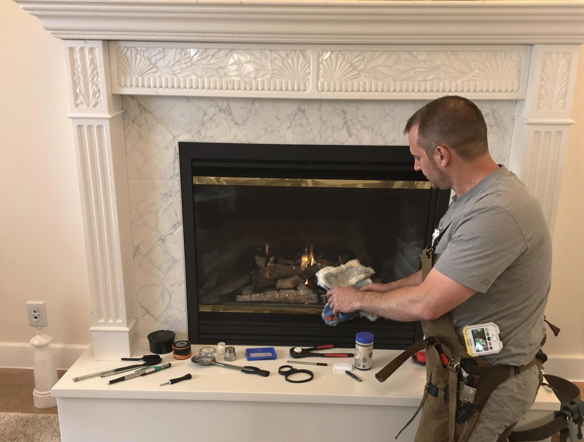 West View Chimney Sweep performing fireplace maintenance in West View, PA