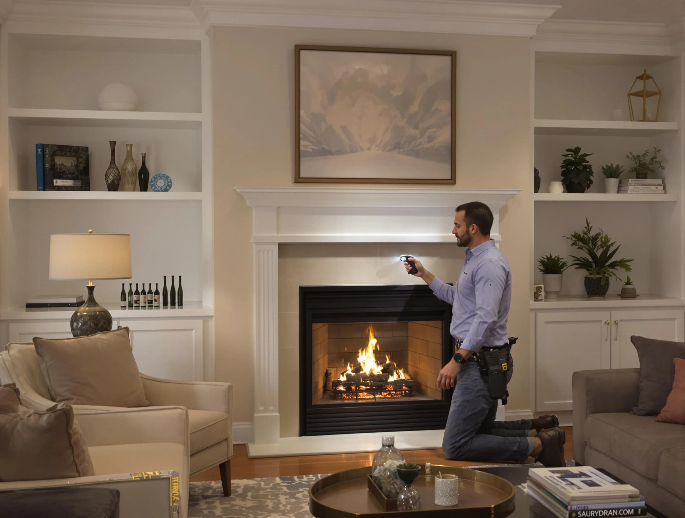 West View Chimney Sweep conducting a fireplace safety inspection in West View, PA