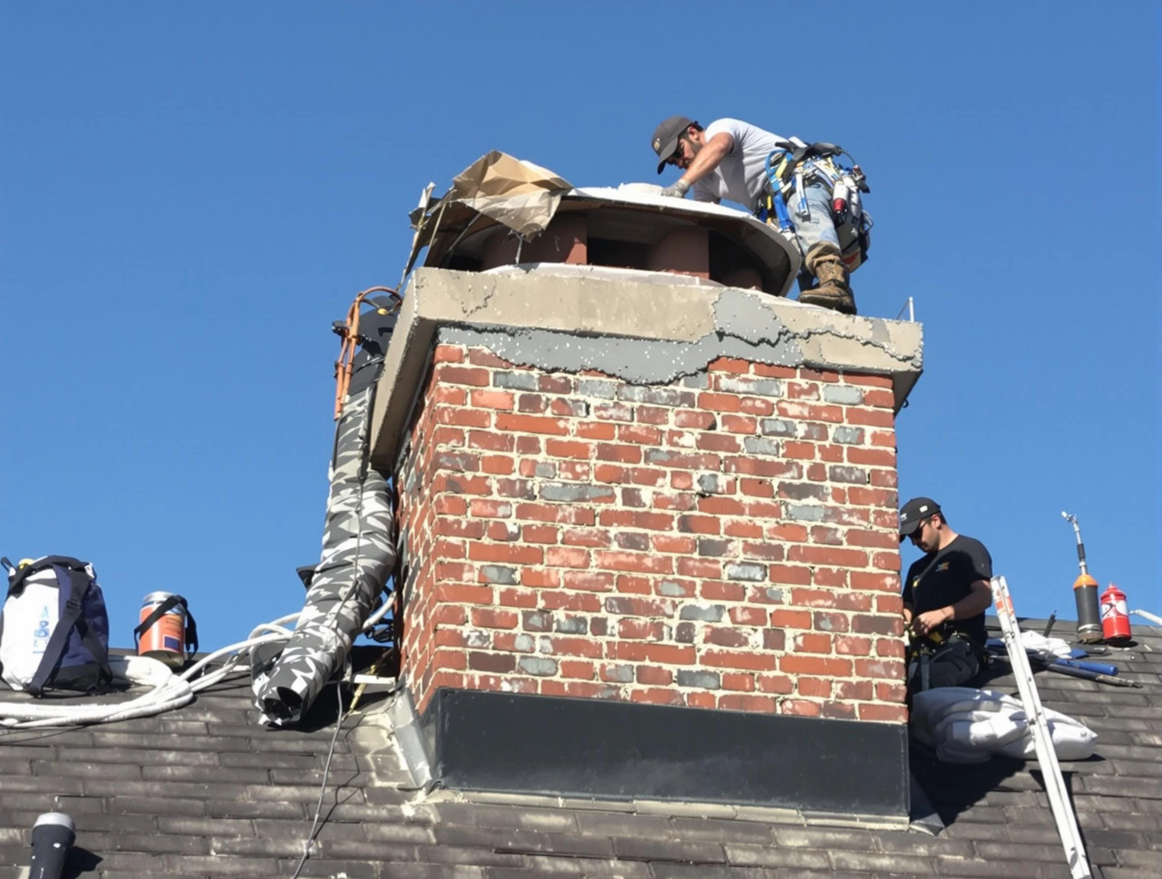 West View Chimney Sweep installing a custom chimney crown in West View, PA