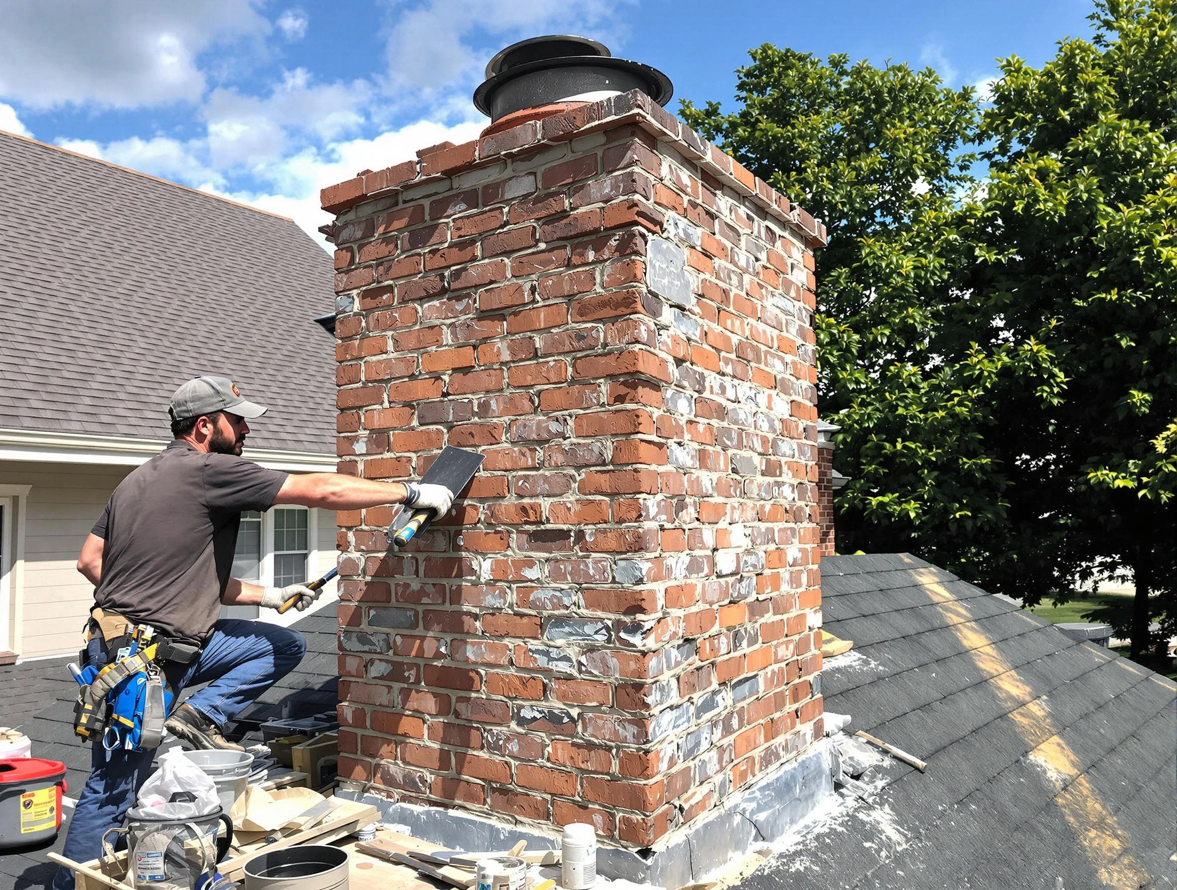 Completed chimney rebuild by West View Chimney Sweep in West View, PA