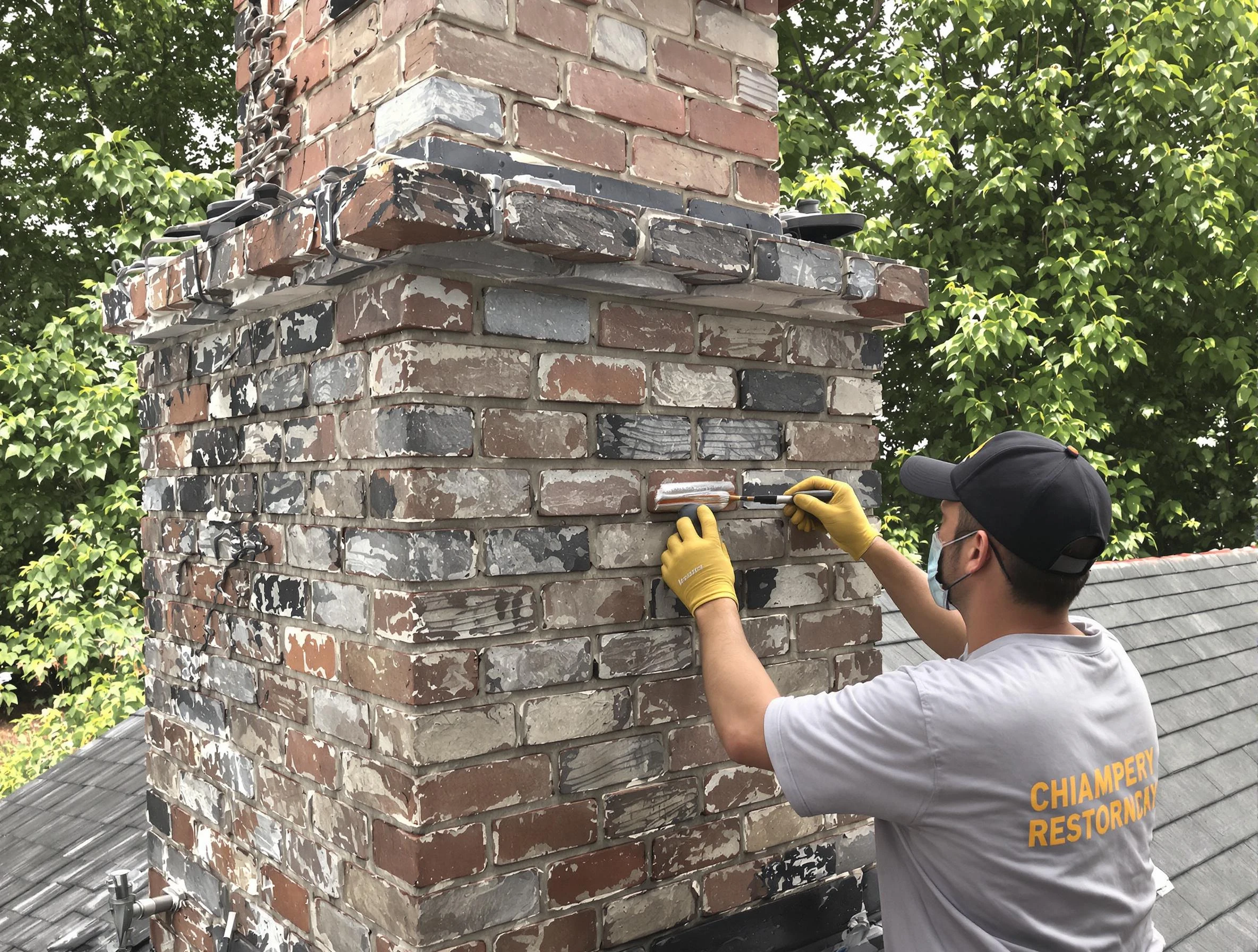 In-progress chimney restoration by West View Chimney Sweep in West View, PA